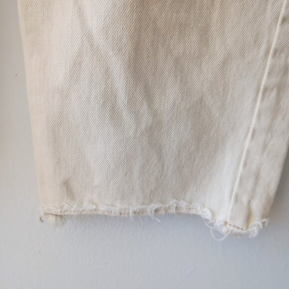 Zara Denim Collection Distressed High-Rise Button Fly Jeans - Off White, Size 00 - Picture 4 of 8